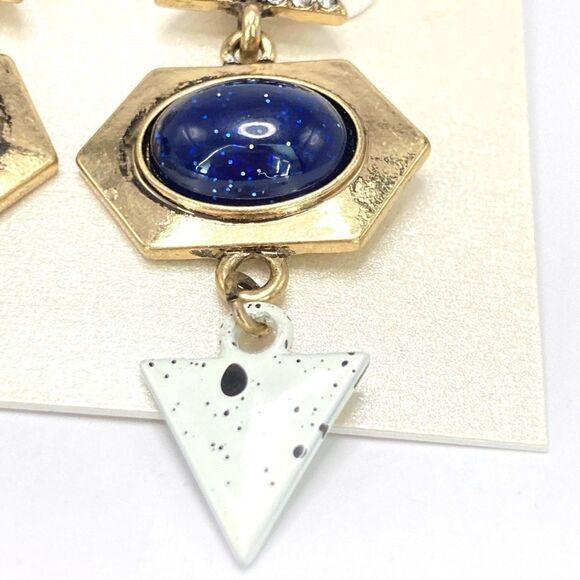 Finesta Antique gold geometric dangle earrings - Picture 5 of 8